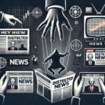 Design an image illustrating media manipulation, w