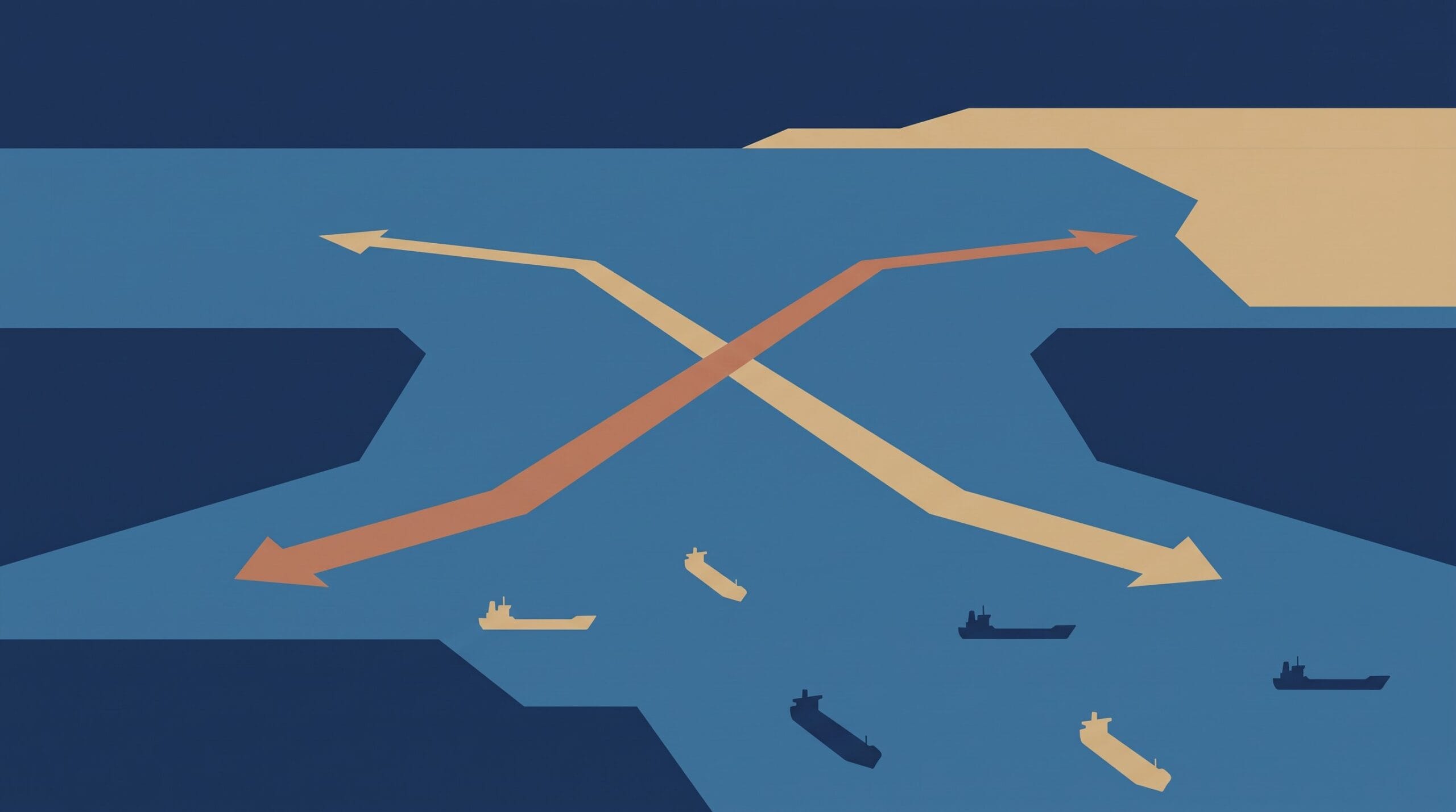 US–Iran Shuttle Talks: Diplomacy, or a Better Way to Keep Escalating? 1 Two unmarked maritime routes converge above the Strait of Hormuz beneath a darkening sky.